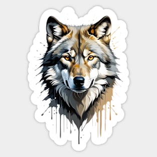 Lone Wolf Abstract drip art Sticker